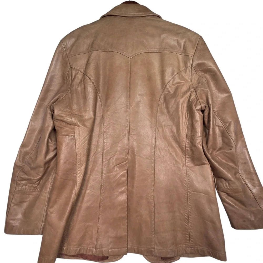 Vtg 70's Remy Leather Sport Coat Soft Mens 44 Tan Western Blazer Made in USA
